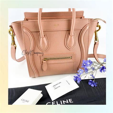 celine nano luggage antique rose|CELINE Drummed Calfskin Nano Luggage Antique Rose.